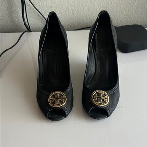 Tory Burch Black Espadrilles with Gold Emblem